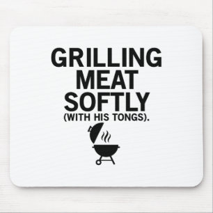 Vlees zachtjes grillen met zijn tang grappig BBQ d Muismat