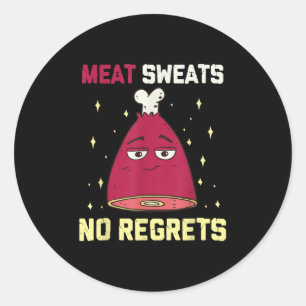 Vlees zweet Geen spijt van grappig grillen vlees B Ronde Sticker