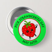 Vleesaardbeien Dag - 20 mei Ronde Button 7,6 Cm (Voorkant /achterkant)