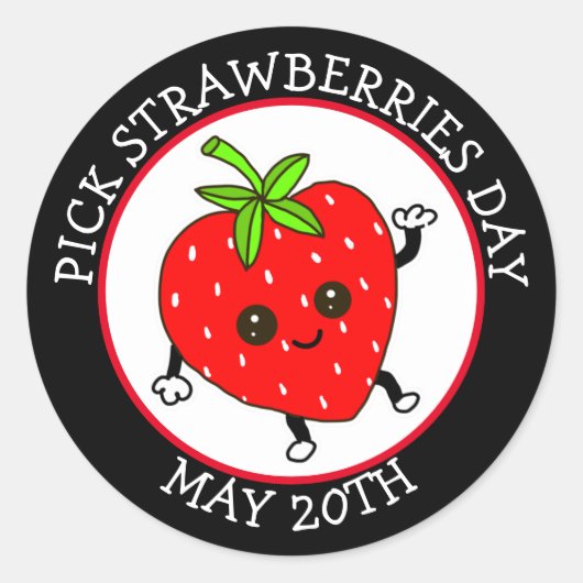 Vleesaardbeien Dag - 20 mei Ronde Sticker (Voorkant)