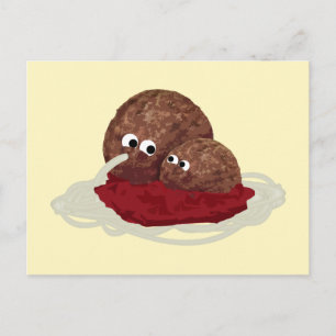 Vleesbal spaghetti briefkaart