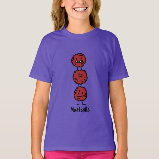 Vleesballetjes bovenop elkaar worden gestapeld die t-shirt (Voorkant)