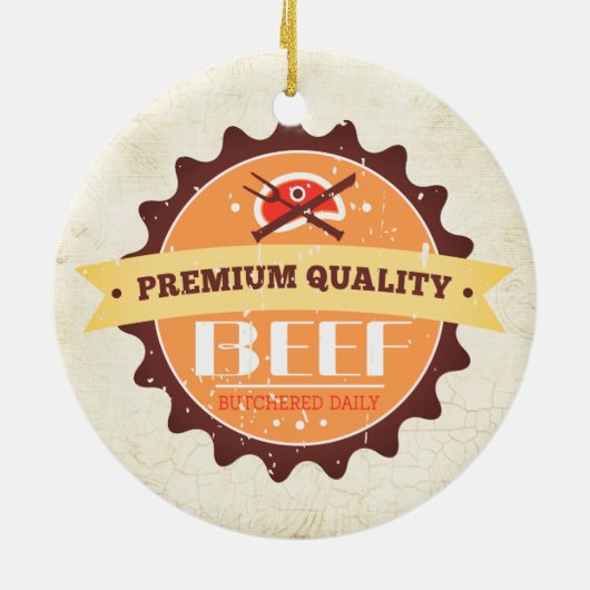 vleesbiefenvlees met kerstversiering keramisch ornament (Achterkant)