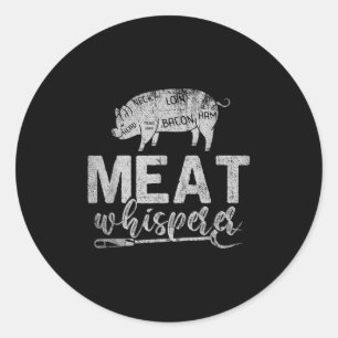 Vleesfluisteraar Grillen Vlees Roken BBQ Funny Bar Ronde Sticker