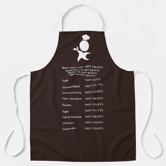 Vleesgematigde donkerchocolade bruin, chef schort (Voorkant)