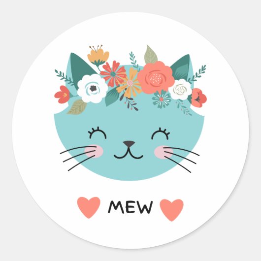 Vleeskat Ronde Sticker (Voorkant)