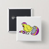 vleeskuikenbroed paars gele eicel vierkante button 5,1 cm (Voorkant /achterkant)