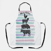 vleeskuikenvlees van runderen snijdt kleine stukje schort (Voorkant)