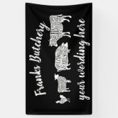 vleeskuikenvlees van runderen snijdt kleine stukje spandoek (Verticaal)