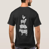 vleeskuikenvlees van runderen snijdt kleine stukje t-shirt (Achterkant)