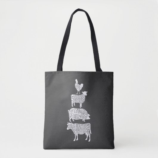 vleeskuikenvlees van runderen snijdt kleine stukje tote bag (Voorkant)