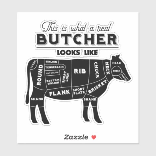 Vleesmarkt en slagerij Winkel Werknemer Grappige Q Sticker (Vel)