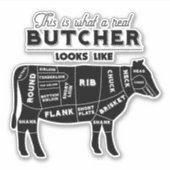 Vleesmarkt en slagerij Winkel Werknemer Grappige Q Sticker (Voorkant)