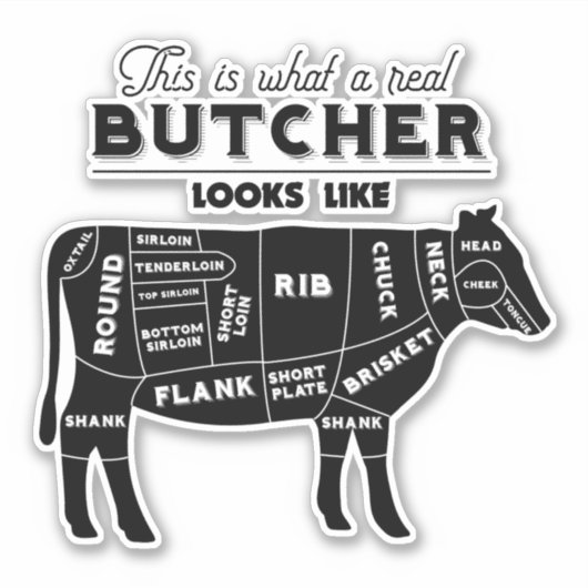 Vleesmarkt en slagerij Winkel Werknemer Grappige Q Sticker (Voorkant)