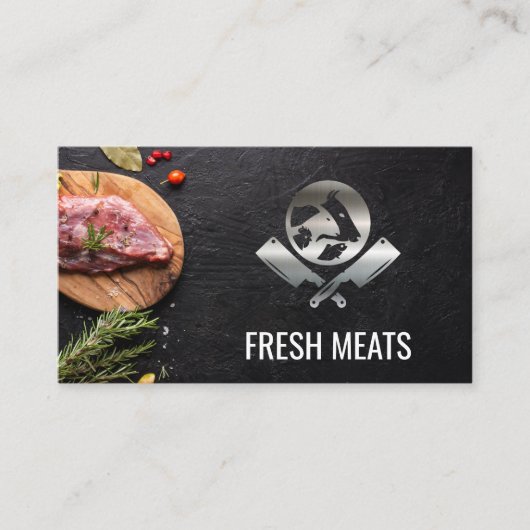 vleesmolen | Metallic Chef Logo Visitekaartje (Voorkant)