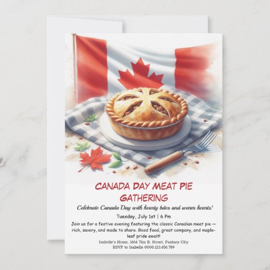 Vleespastei Feest met Rustieke Charme | Canada Dag Kaart (Voorkant)