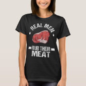 Vleesroken Barbecue Real Mannen Funny BBQ Lover T-shirt (Voorkant)