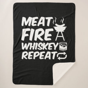 Vleestong herhalen Funny Gezegde Vlees BBQ Sherpa Deken