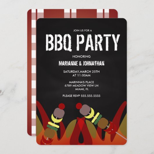 Vleesvakluiers BBQ blaast de uitnodiging van de pa (Voorkant / Achterkant)