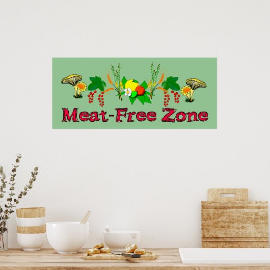 Vleesvrije zone poster (Keuken)