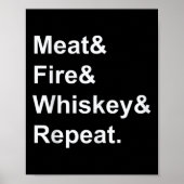 Vleesvuur Whiskey Herhaal Barbecue Funny BBQ Shirt Poster (Voorkant)