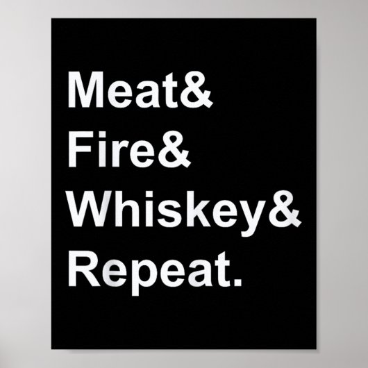 Vleesvuur Whiskey Herhaal Barbecue Funny BBQ Shirt Poster (Voorkant)