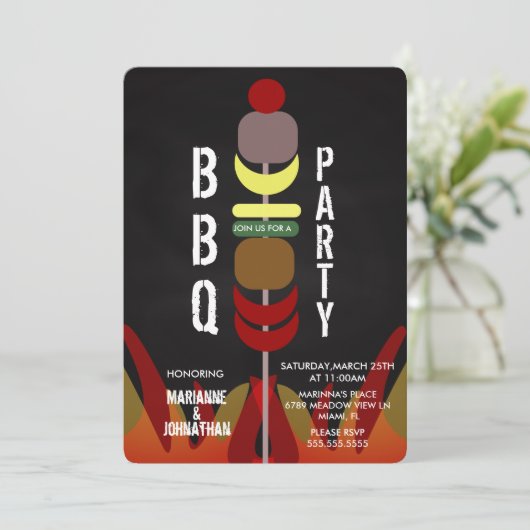 Vleeszalen BBQ Uitnodiging partij (Staand voorkant)