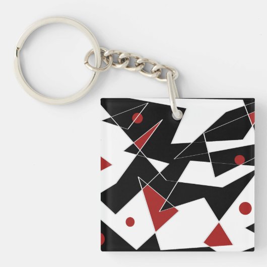 Vlek de rode ballen acryl sleutelhanger (voorkant)