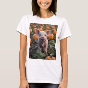 **"Vlek van vreugde: een gelukkig biggetje tussen T-shirt