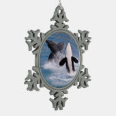 Vlekenzwembad Tin Sneeuwvlok Ornament (Links)