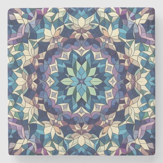 Vlekglas Bloom #2 Stenen Onderzetter (Voorkant)