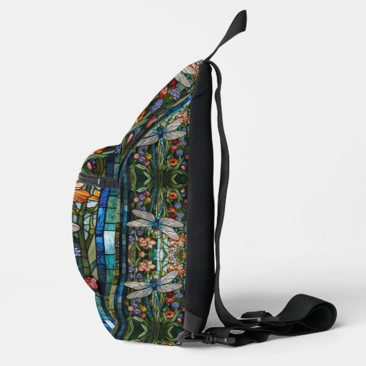  Vlekglas Boho Dragonfly kunst botanisch Sling Bag (Rechts)
