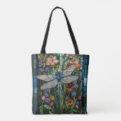 Vlekglas Dragonfly kunst schilderij botanische boh Tote Bag (Achterkant)