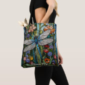 Vlekglas Dragonfly kunst schilderij botanische boh Tote Bag (Dichtbij)
