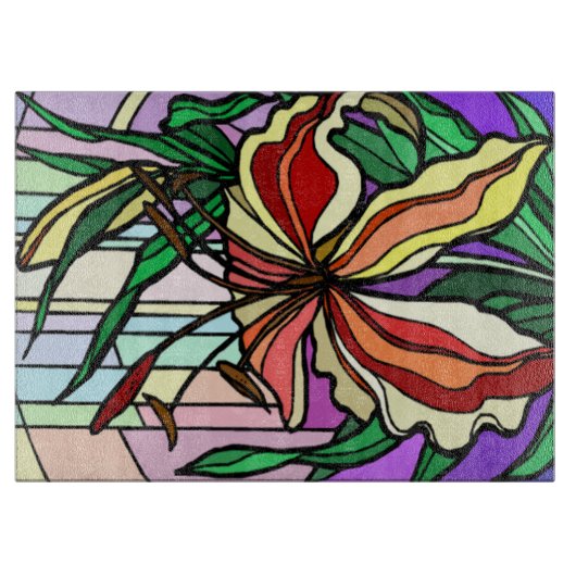 Vlekglas Lilly snijplank (Voorkant)