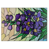 Vlekglas Paarse Bloemen Snijplank (Voorkant)