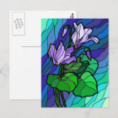 Vlekglas Paarse bloempost Kaart (Voorkant / Achterkant)