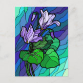 Vlekglas Paarse bloempost Kaart (Voorkant)