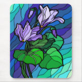 Vlekglas Paarse Flower Mousepad Muismat (Voorkant)