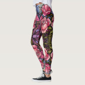 Vlekglas Roze Rozen Leggings -  (Links)