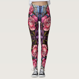 Vlekglas Roze Rozen Leggings - 