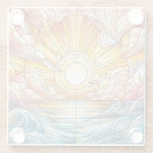 Vlekglas warme zonsondergang glazen onderzetter (Achterkant)