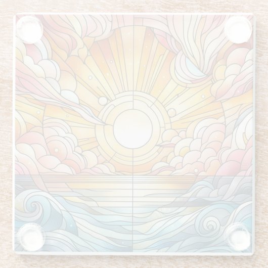 Vlekglas warme zonsondergang glazen onderzetter (Achterkant)