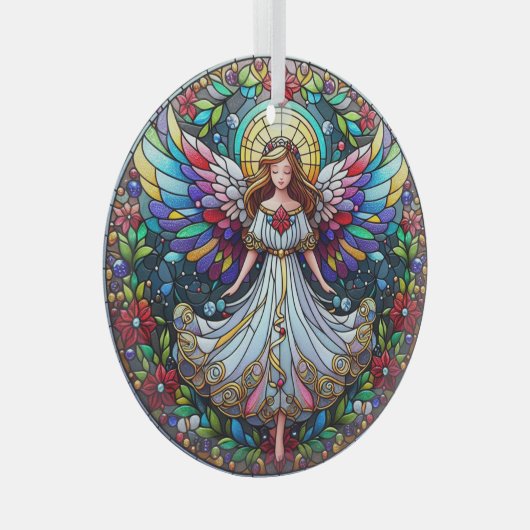 Vlekglazen engel glas ornament (Voorkant Rechts)