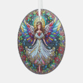 Vlekglazen engel glas ornament (Voorkant links)