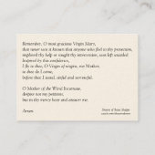 Vlekkeloos Hart van Mary Memorare Prayer Holy Card Visitekaartje (Achterkant)