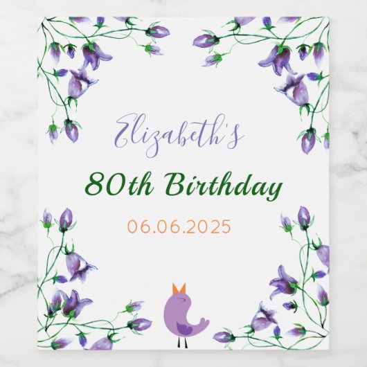 Vlekken blauw wit wijn etiket (Enkel label)