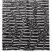 Vlekken en strepen 2 in wit op zwart douchegordijn (Voorkant)