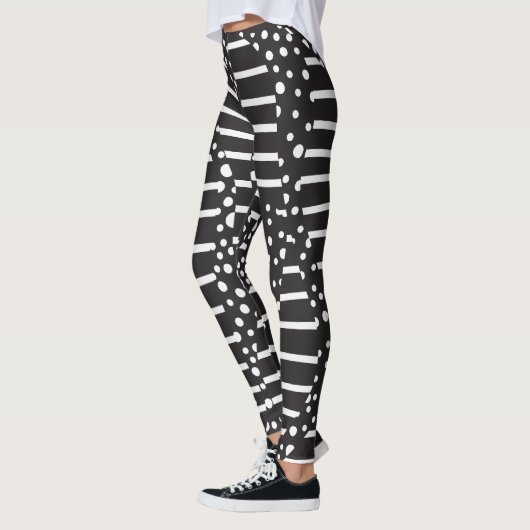 Vlekken en strepen 2 in wit op zwart leggings (Links)