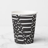 Vlekken en strepen 2 in wit op zwart papieren bekers (Achterkant)
